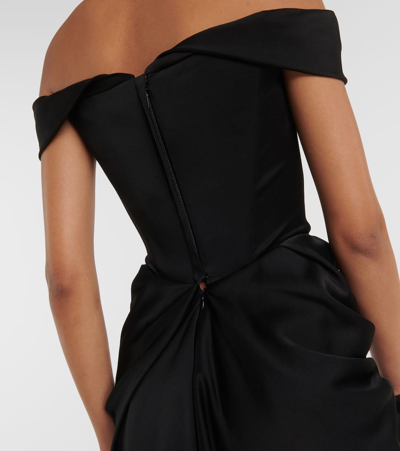 Shop Vivienne Westwood Off-shoulder Bustier Crêpe Minidress In Black