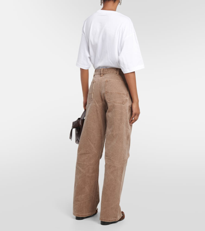 Shop Acne Studios Palma Mid-rise Canvas Straight Pants In Brown