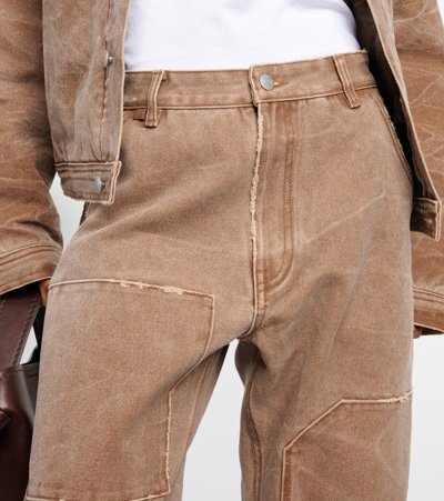 Shop Acne Studios Palma Mid-rise Canvas Straight Pants In Brown