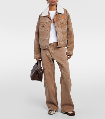 Shop Acne Studios Palma Mid-rise Canvas Straight Pants In Brown