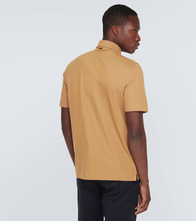 Zegna Poloshirt Mit Aufgesetzter Tasche In Beige