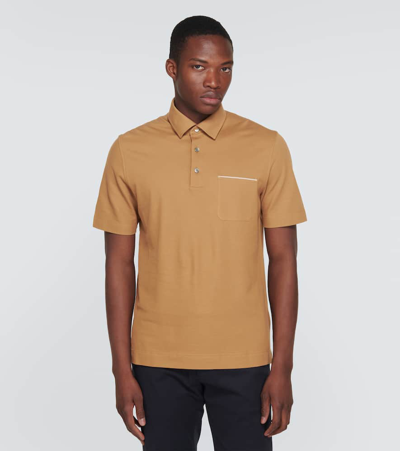 Zegna Poloshirt Mit Aufgesetzter Tasche In Beige
