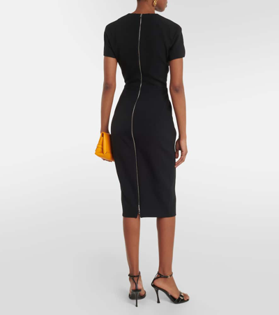 Shop Victoria Beckham Fitted T-shirt Crêpe Midi Dress In Black