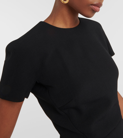 Shop Victoria Beckham Fitted T-shirt Crêpe Midi Dress In Black