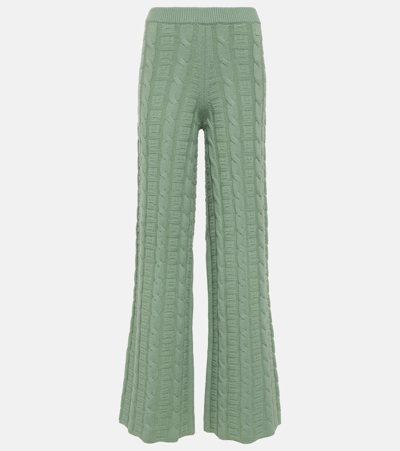 Shop Acne Studios Kong Cable-knit Wool-blend Straight Pants In Green