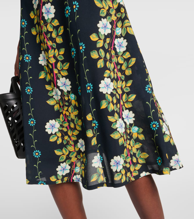 Shop Etro Floral Midi Dress In Multicoloured