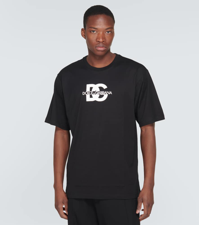 Shop Dolce & Gabbana Logo Cotton Jersey T-shirt In Black