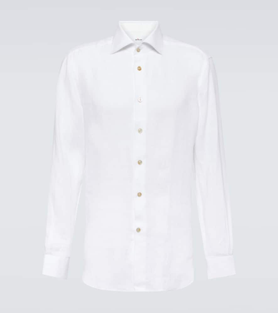 Shop Kiton Linen Shirt In White