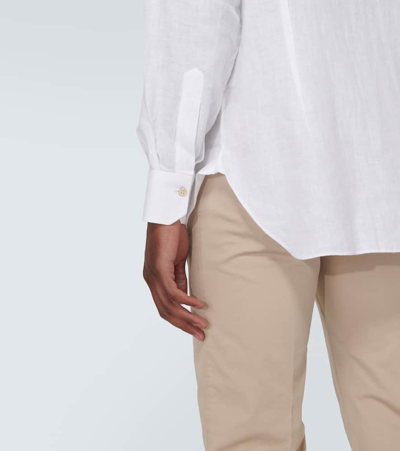 Shop Kiton Linen Shirt In White