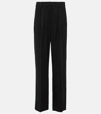 Shop Co Pleated High-rise Wide-leg Pants In Black
