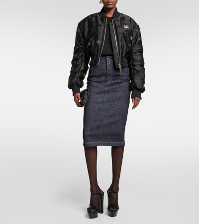 Dolce & Gabbana Logo Lace-stitched Jacquard Sweater In Black