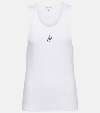 Shop Jw Anderson Logo Embroidered Cotton Tank Top In White