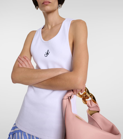 Shop Jw Anderson Logo Embroidered Cotton Tank Top In White
