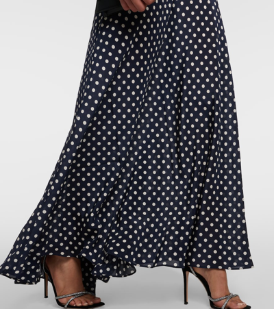 Shop Rixo London Emory Polka-dot Silk Maxi Dress In Blue