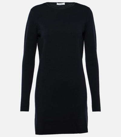 Max Mara Eridani Long Sleeve Wool Sweater Dress In Blue