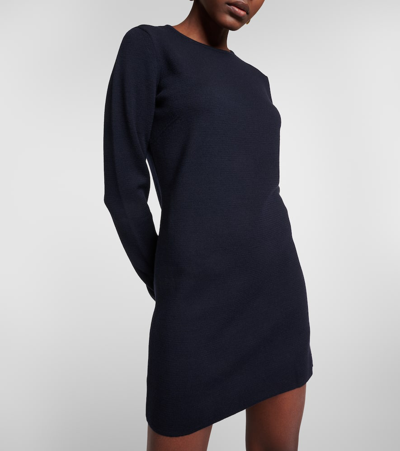 Max Mara Eridani Long Sleeve Wool Sweater Dress In Blue