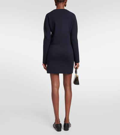 Max Mara Eridani Long Sleeve Wool Sweater Dress In Blue