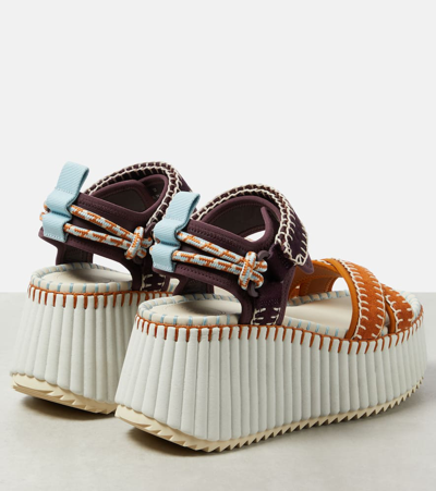 Shop Chloé Nama Leather Platform Sandals In Brown