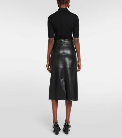 Shop 's Max Mara Rimini Faux Leather Midi Skirt In Black