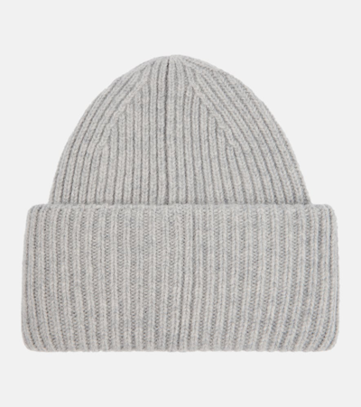 Shop Acne Studios Pansy Ribbed-knit Wool Beanie In Grey