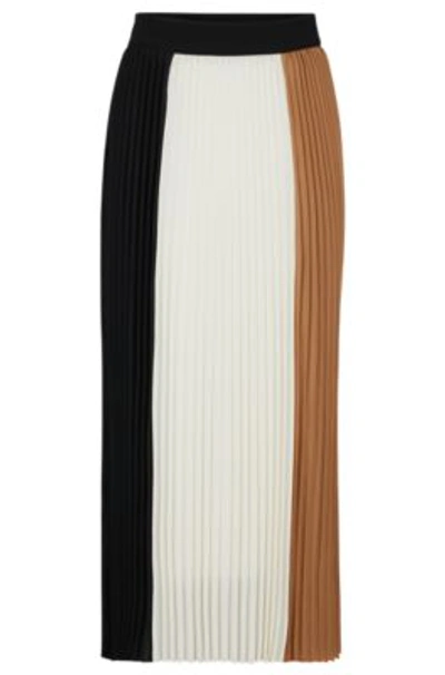 Hugo Boss Pliss Skirt In Signature Colors With High-rise Waist In White