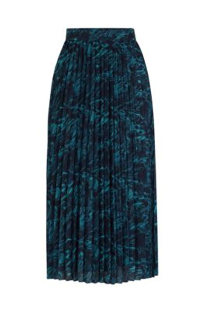 Shop Hugo Boss A-line Pliss Skirt In Regular Fit With Seasonal Print In Patterned