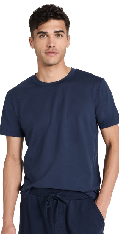 Shop Alo Yoga Conquer Reform Crewneck Tee Navy