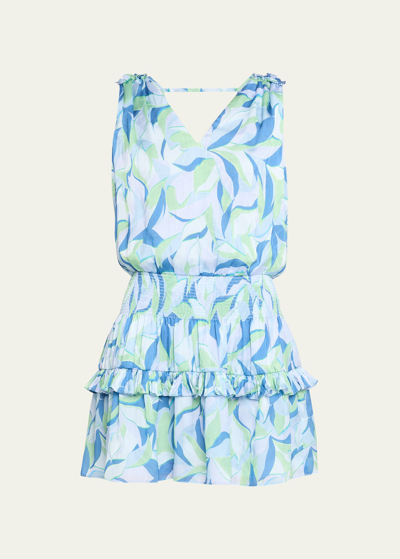 Shop Ramy Brook Printed Kiara Mini Dress In Blue Quartz Combo