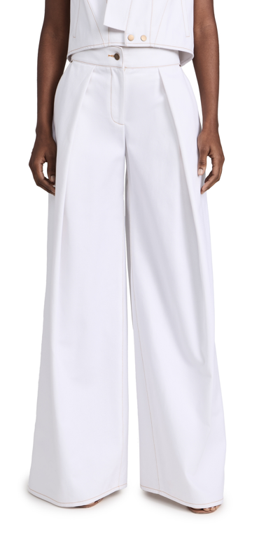 Shop Bach Mai Deep-pleated Trousers White