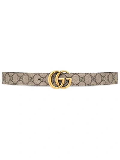 Shop Gucci Gg Marmont Reversbile Belt In White