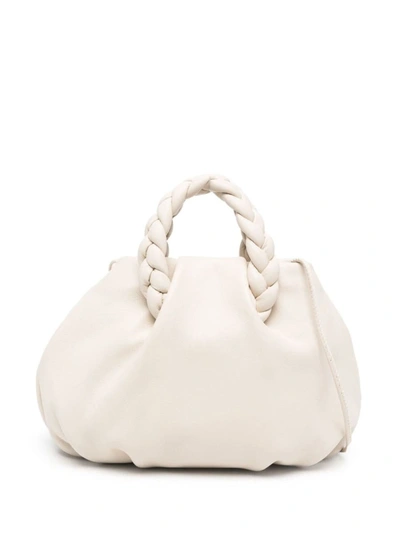 Shop Hereu Bombon Plaited-handle Leather Handbag In White