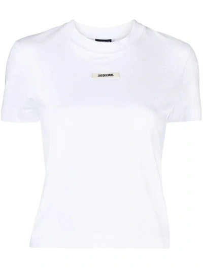 Shop Jacquemus Grosgrain Logo T-shirt Clothing In White