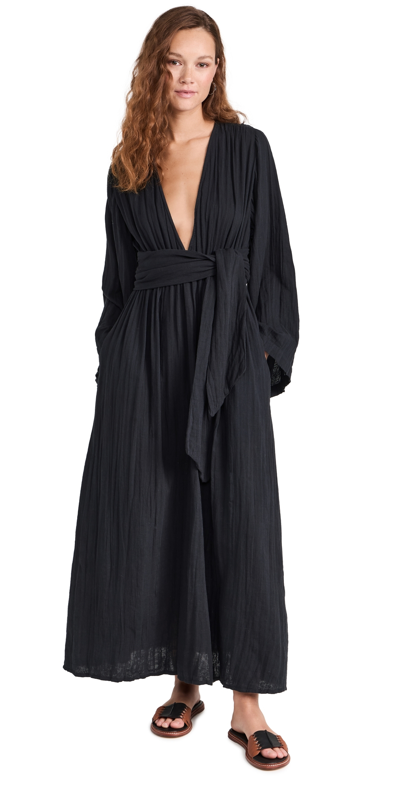 Shop Mara Hoffman Blair Long Sleeve Deep-v Maxi Dress Black