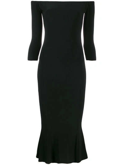 Shop Norma Kamali Off Shoulder Fishtail Dress In Black