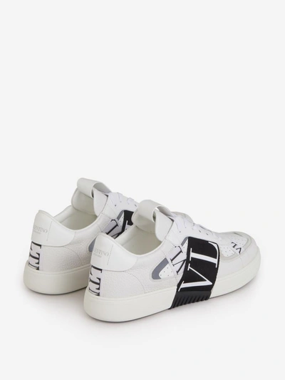 Shop Valentino Garavani Vltn Leather Sneakers In White