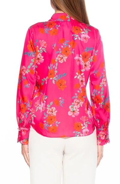 Alexia Admor Ruffle Point Collar Blouse In Pink Floral