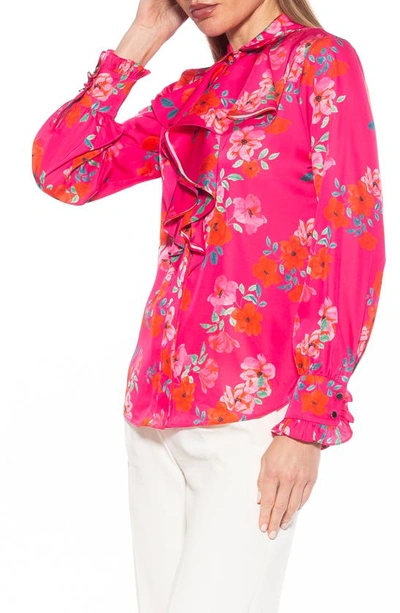 Alexia Admor Ruffle Point Collar Blouse In Pink Floral