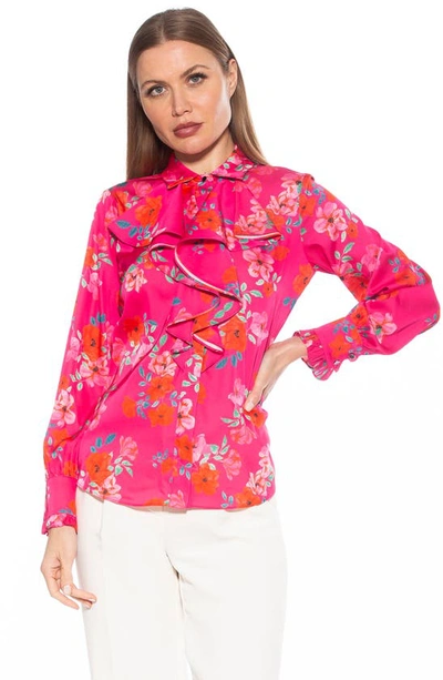 Alexia Admor Ruffle Point Collar Blouse In Pink Floral