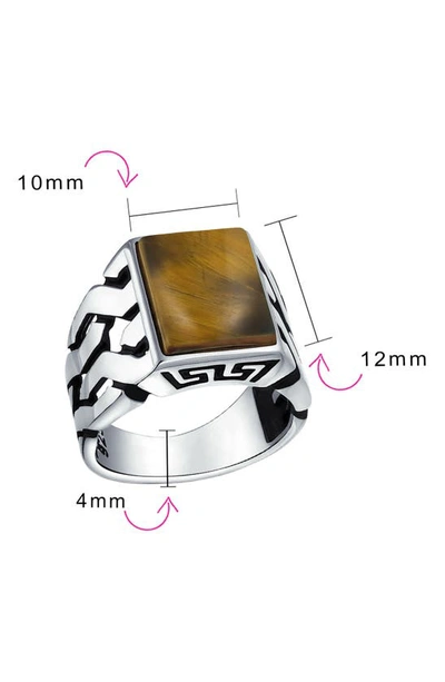 Bling Jewelry Sterling Silver Semiprecious Stone Signet Ring In Brown