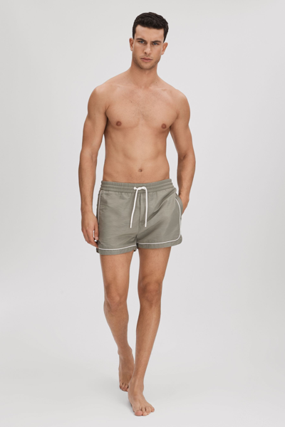 Shop Reiss Azure - Pistachio Piped Drawstring Swim Shorts, Xl