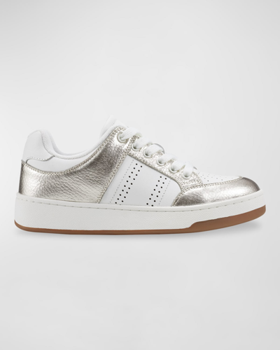 Shop Marc Fisher Ltd Flynnt Bicolor Leather Low-top Sneakers In Ivory/gold