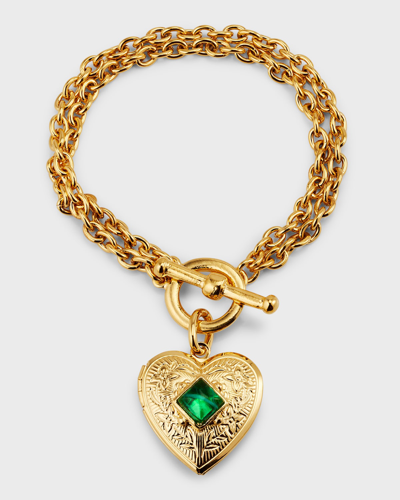Shop Ben-amun Toggle Bracelet With Stone And Heart Locket In Gold