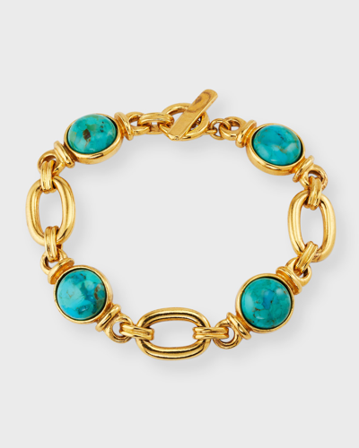Shop Ben-amun Gold Chain Bracelet With Turquoise Stones