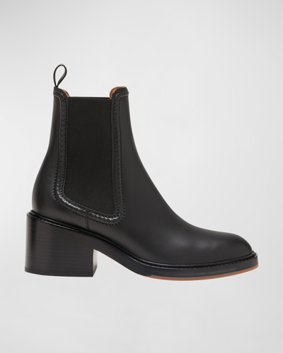 Shop Chloé Mallo Leather Ankle Chelsea Boots In Black