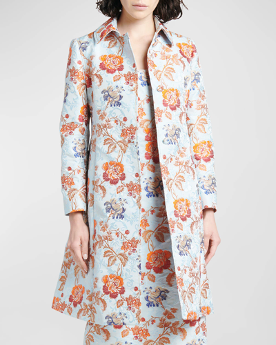 Shop Etro Floral Brocade A-line Coat In Multicolour On Pa