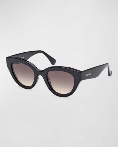 Shop Max Mara Glimpse1 Acetate Cat-eye Sunglasses In Shiny Black