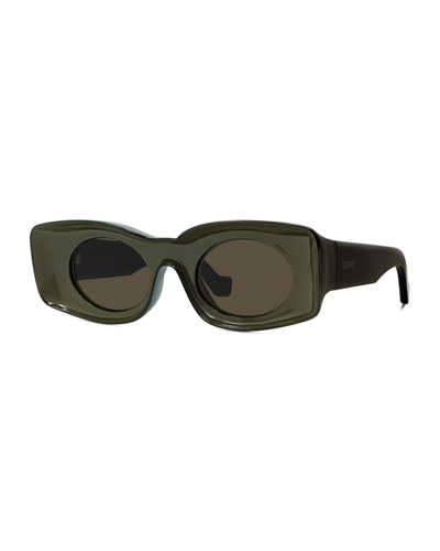 Shop Loewe Two-tone Acetate Inset Oval Sunglasses In Black / Green
