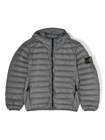 Shop Stone Island Junior Boys Grey Compass-appliqué Quilted Jacket