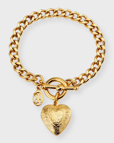 Shop Ben-amun Toggle Bracelet With Heart Locket In Gold