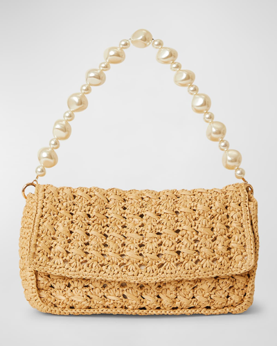 Shop Btb Los Angeles Shiloh Pearly Flap Shoulder Bag In Natural